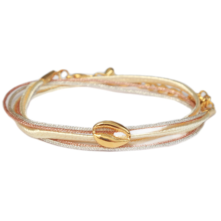 Wrap bracelet ivory cowrie