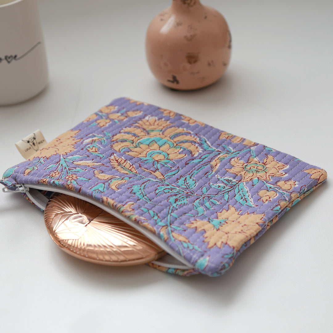 Blockprint make-up bag Fez lilac