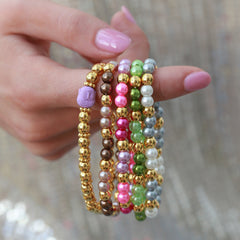 Bracelet golden ball taupe