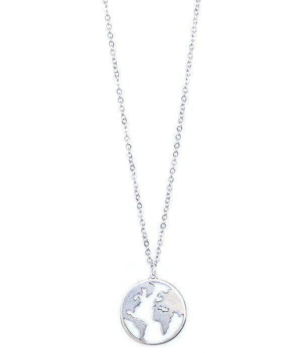 Silver necklace earth