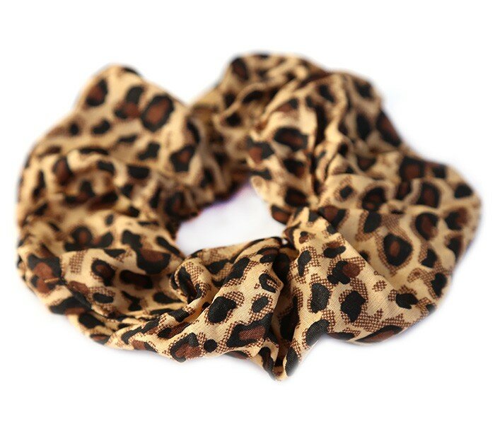 Cotton scrunchie luipaard bruin