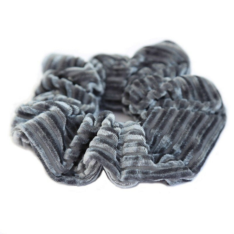 Velvet rib scrunchie grey/blue