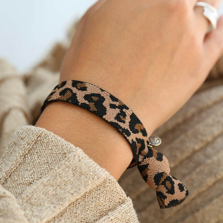 Woven bracelet Leopard brown