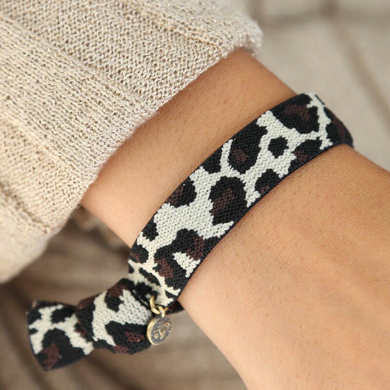 Woven bracelet Leopard beige