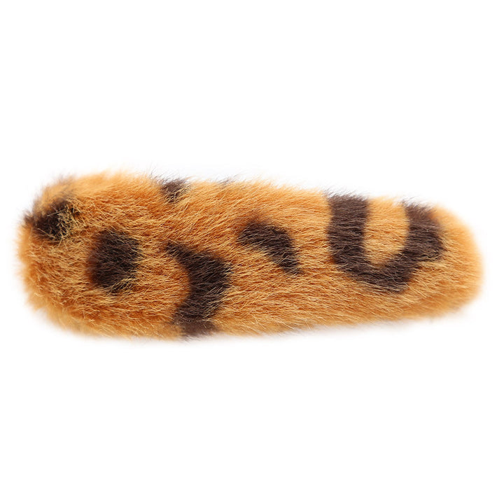 Hair clip faux fur leopard brown