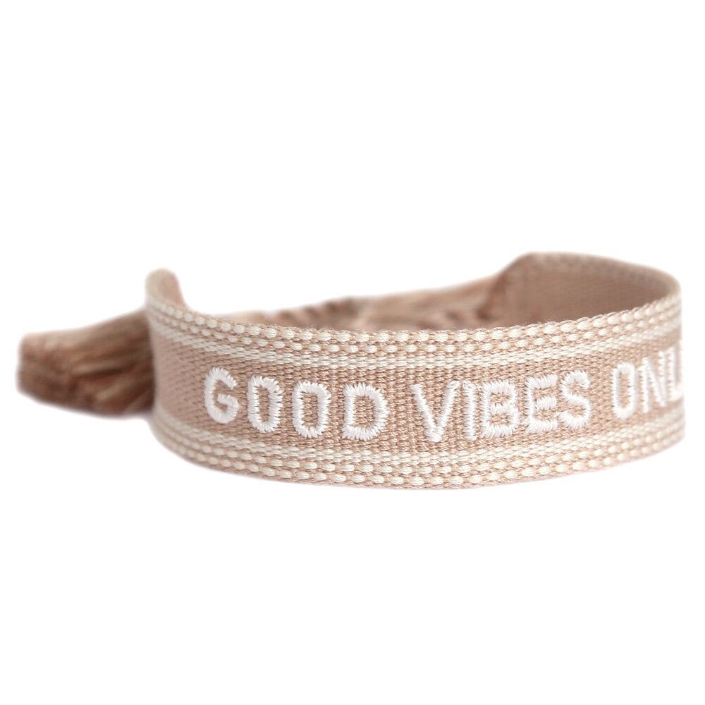 Woven bracelet good vibes only sand