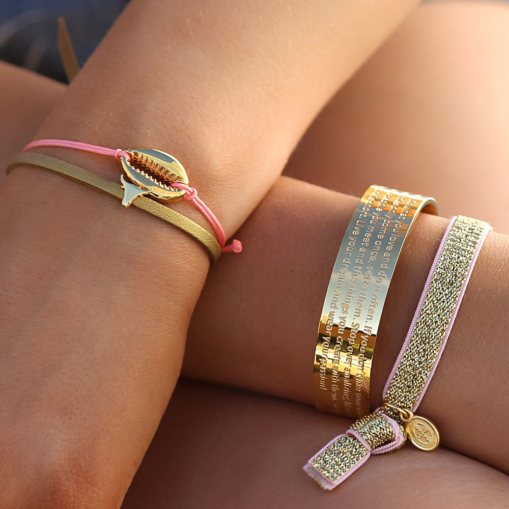 Bracelet coquille corail or