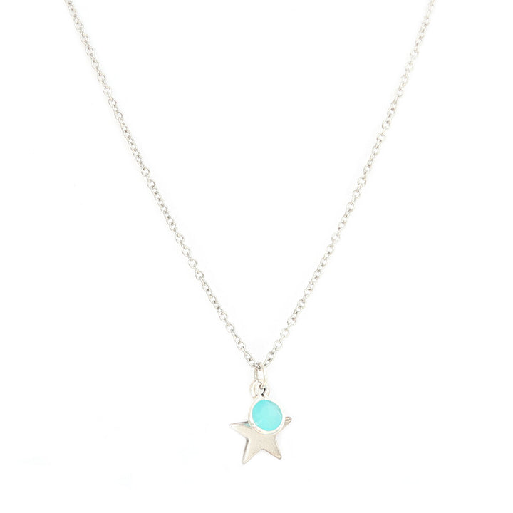 Collier star blue argent
