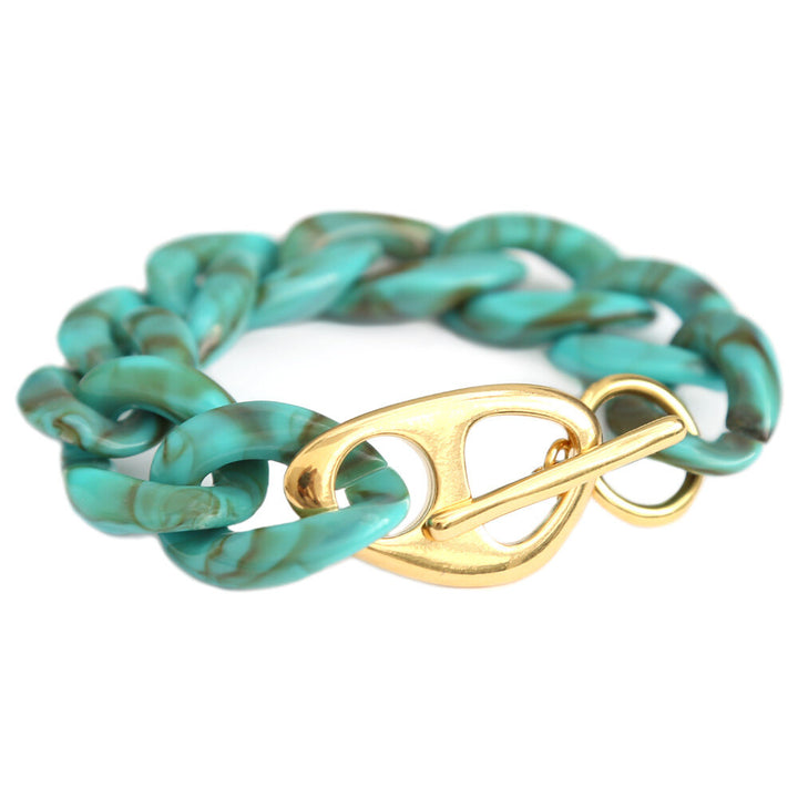 Bracelet azur marble chain or