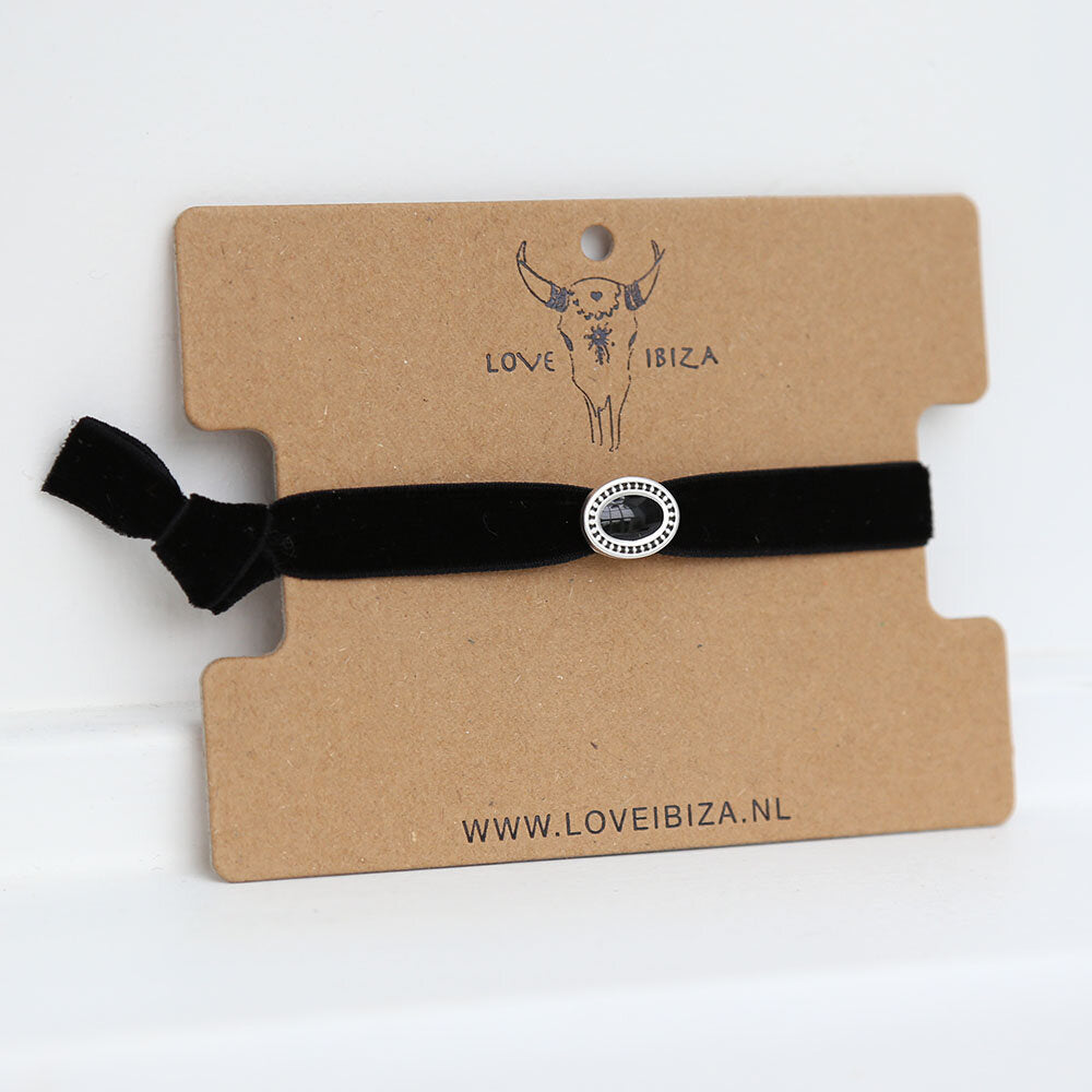 Velvet armbandje charm black silver