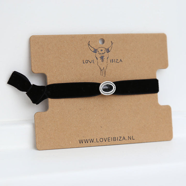 Velvet armbandje charm black silver