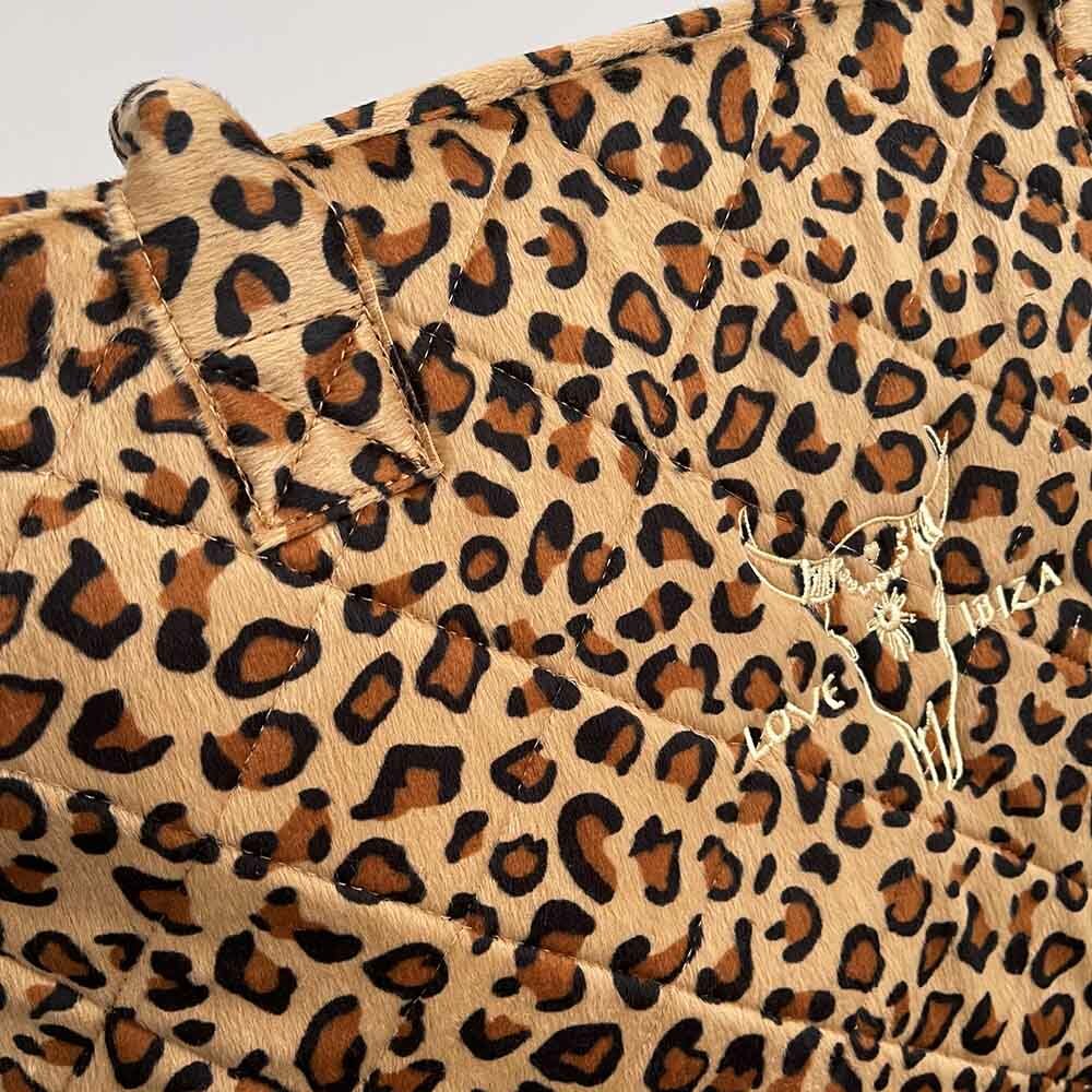 Leopard velvet shoulder bag medium