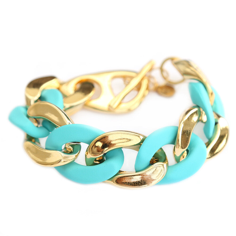 Armband large chain gold turquoise