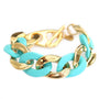 Bracelet large chain argent turquoise