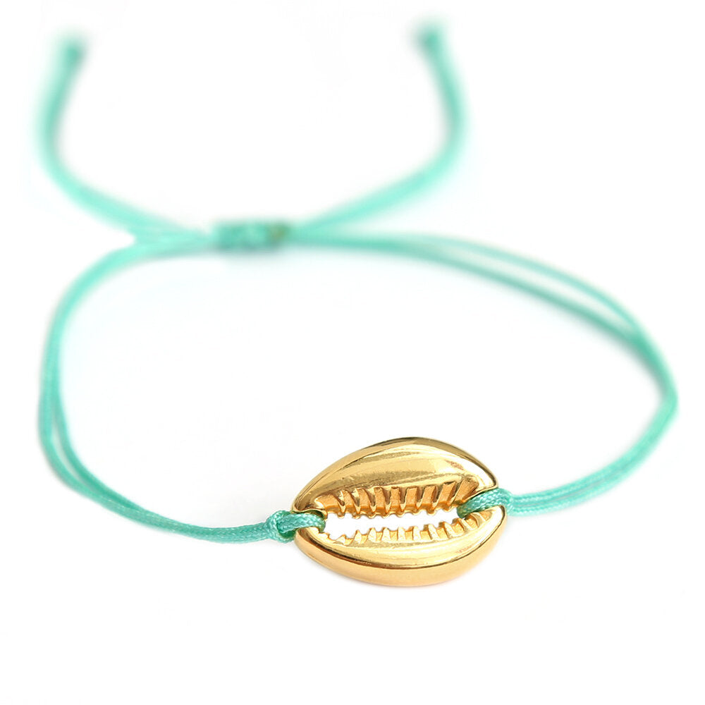 Bracelet coquille turquoise or