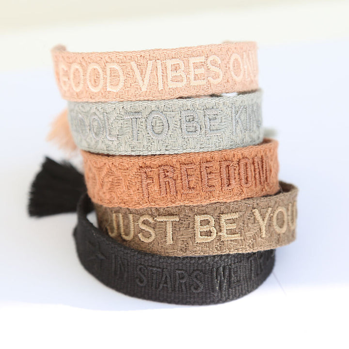 Woven bracelet cool to be kind light grey