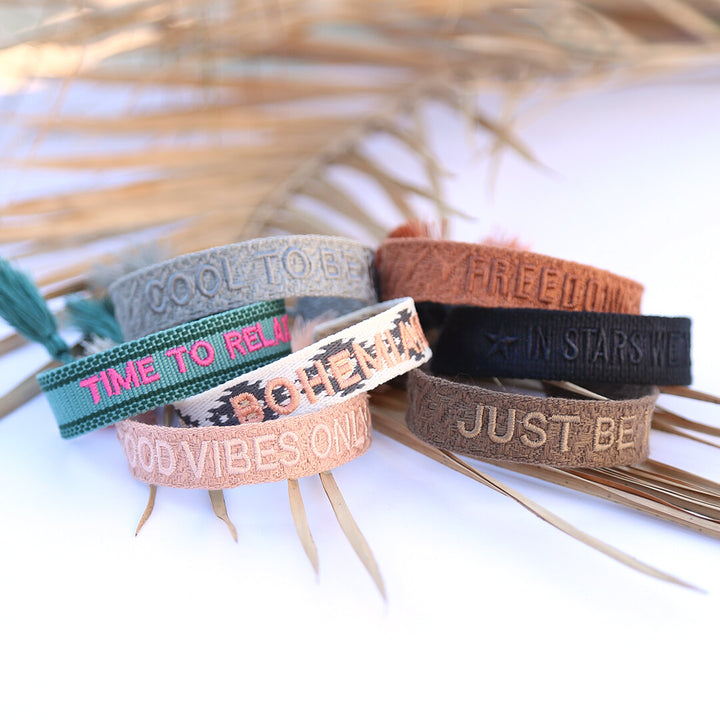 Gewebtes armband in stars we trust black