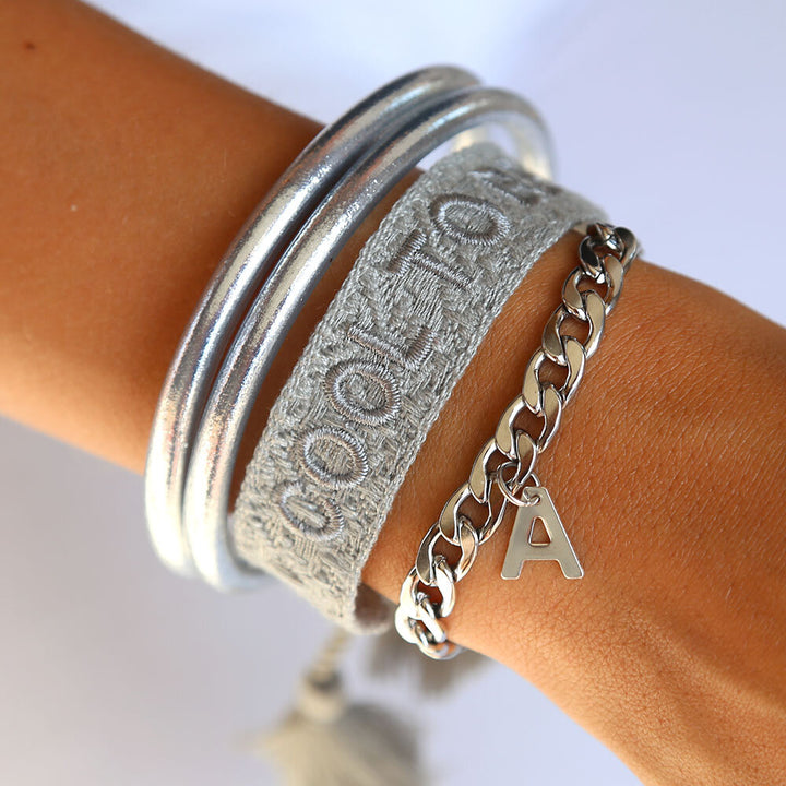 Woven bracelet cool to be kind light grey