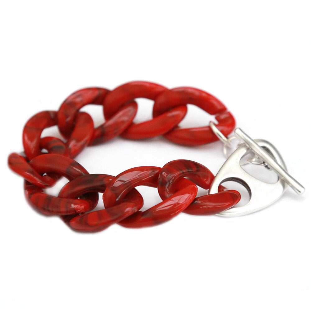 Bracelet chain scarlet red silver