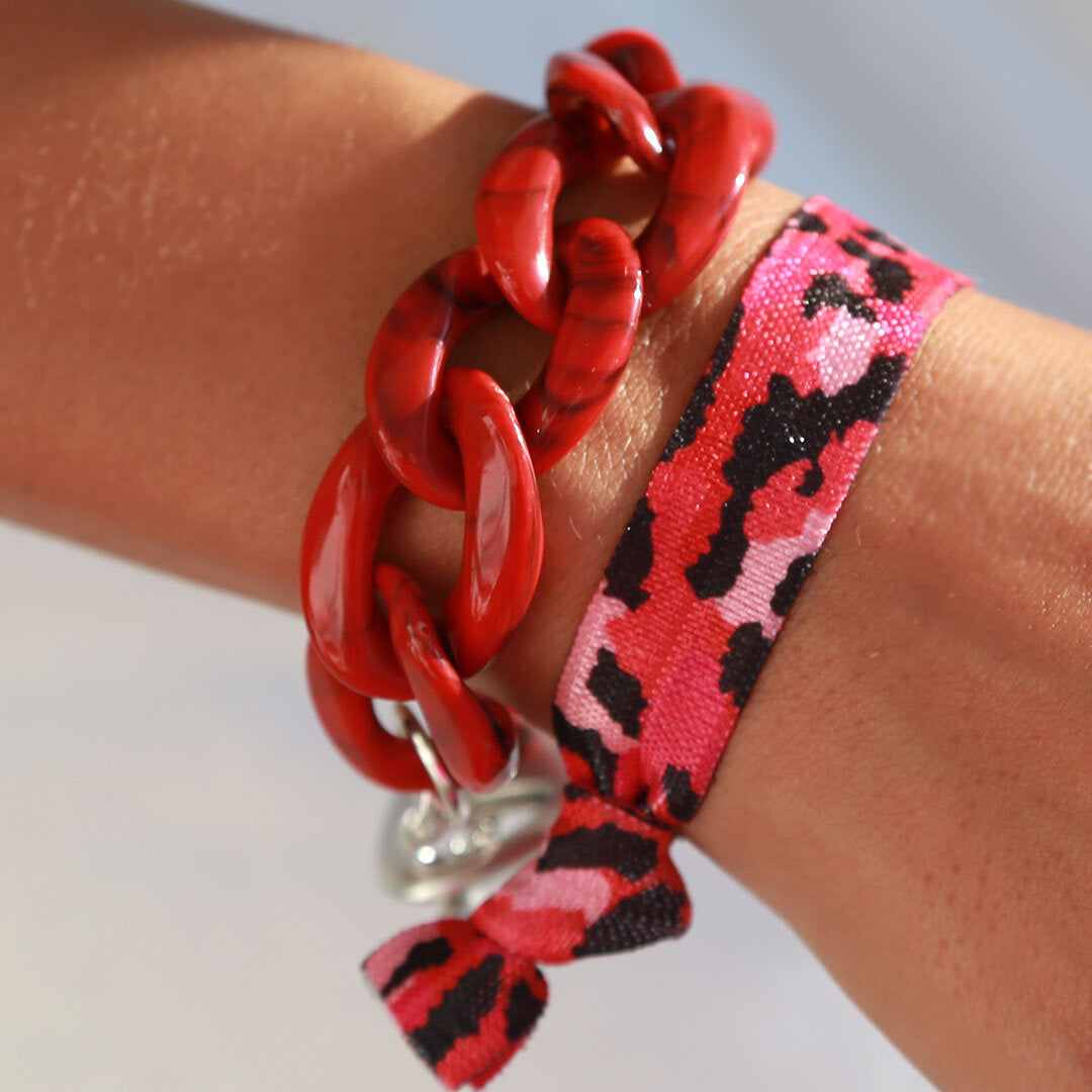 Bracelet chain scarlet red silver