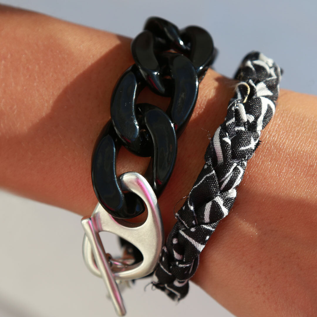 Bracelet chain black silver