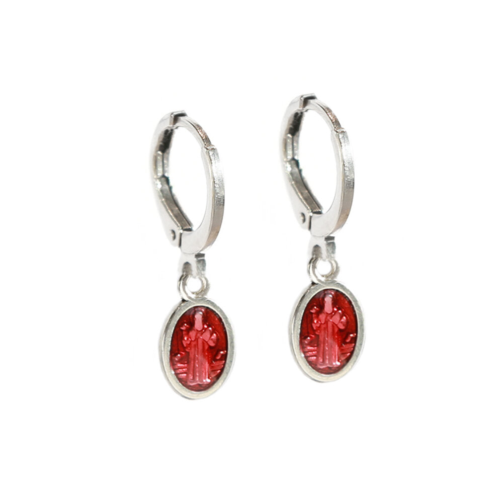 Silver earrings madonna red
