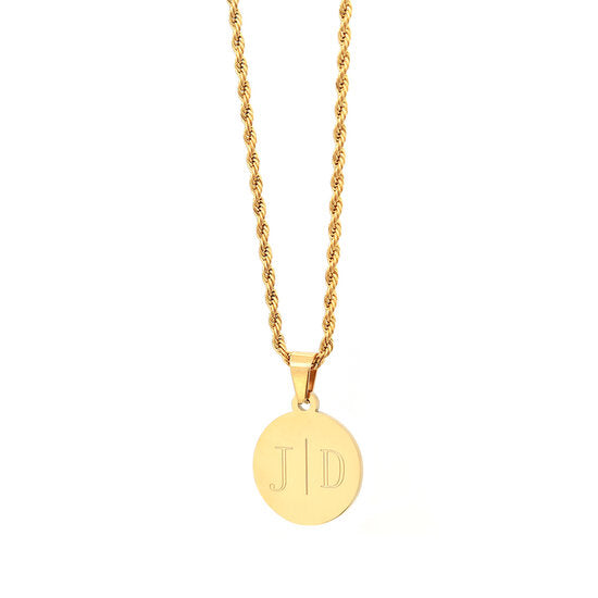 Engraved necklace gold - 2 initials