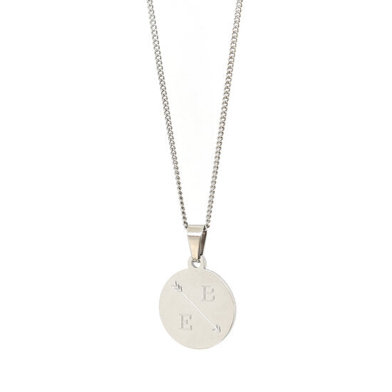 Engraved necklace silver - single arrow &amp; 2 initials