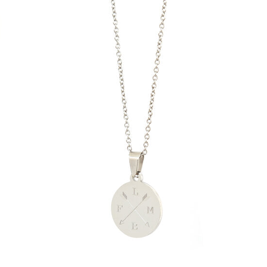 Gegraveerde ketting zilver - double arrow & 4 initials