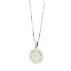 Gravierte Halskette Silber – runde Namen &amp; Symbol