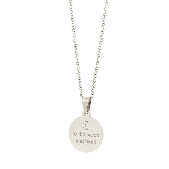 Engraved necklace silver - to the moon and back