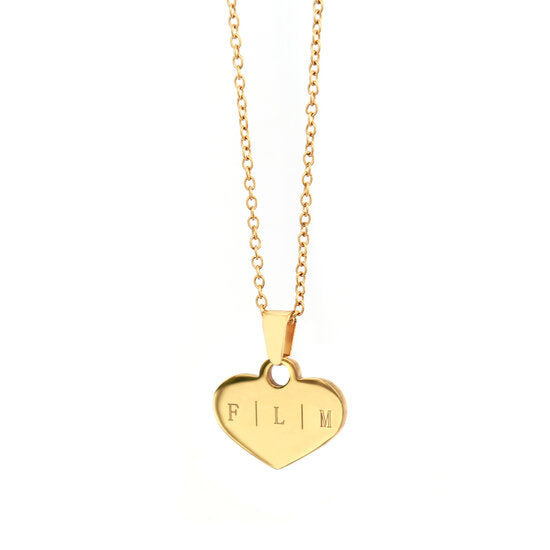Gegraveerde ketting goud - heart 3 initials
