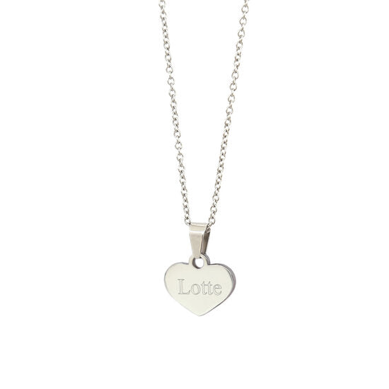 Engraved necklace silver - heart name