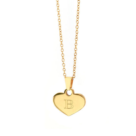 Engraved necklace gold - heart initial