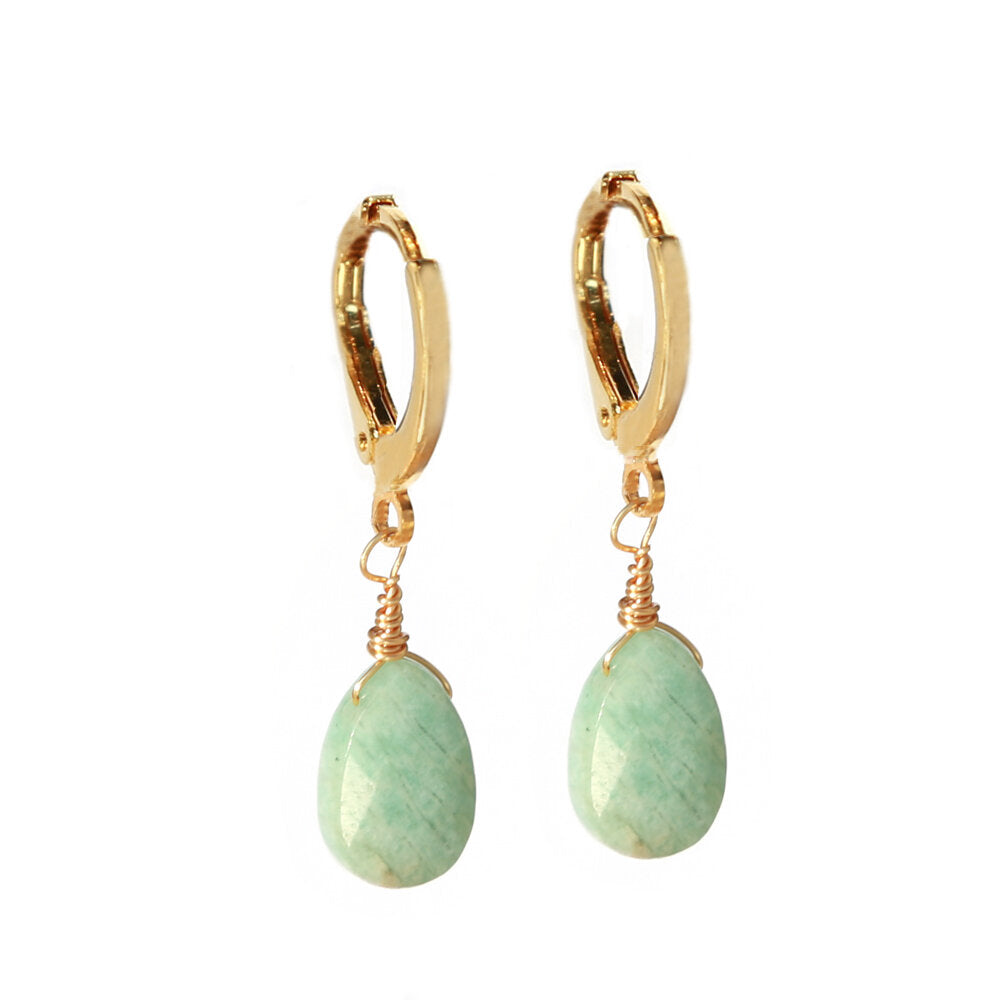 Gold earrings jade stone