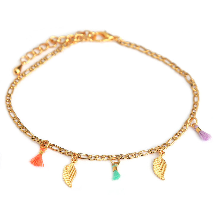 Anklet rainbow feathers