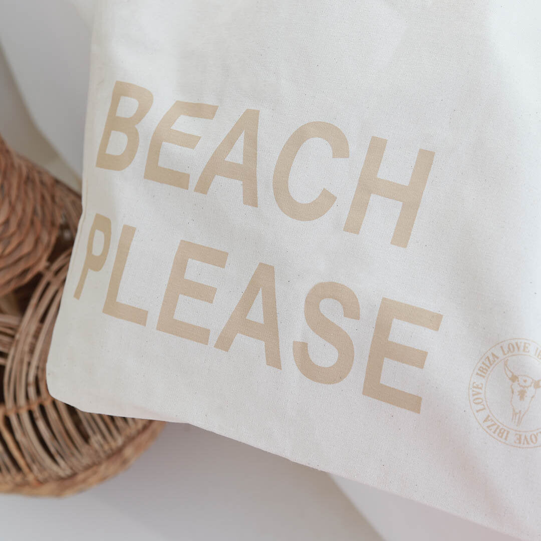 Canvas Strandtasche beach please beige