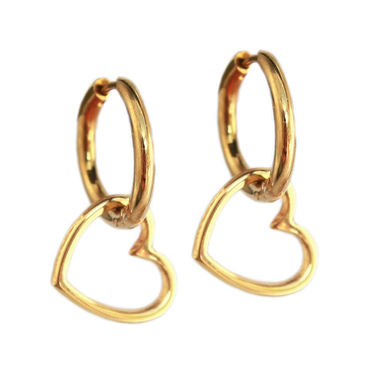Gold earrings locked heart