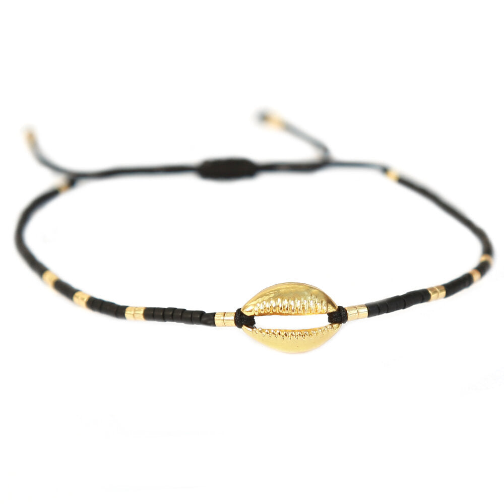 Miyuki bracelet black gold shell