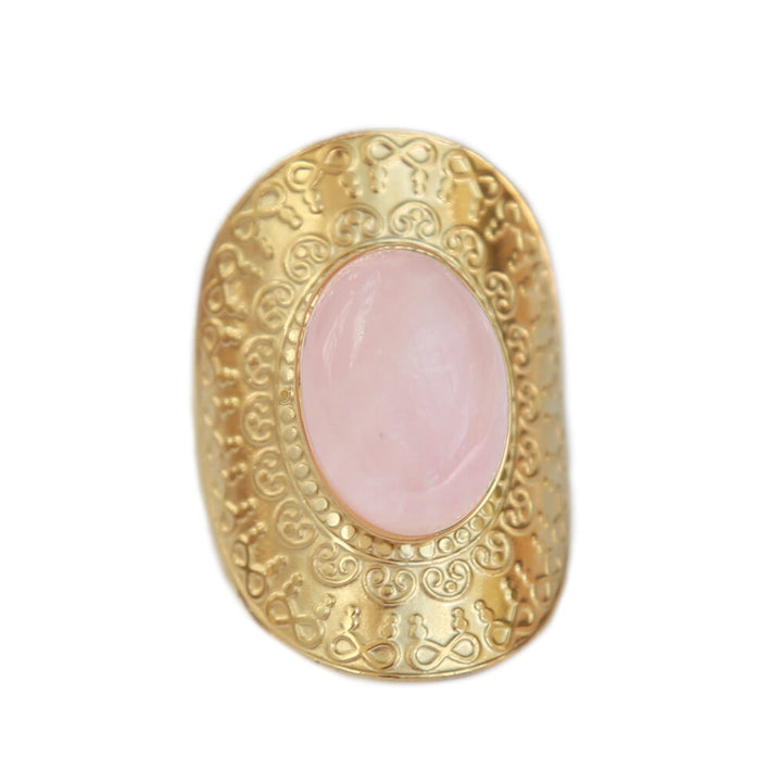 Ring boho rose quartz gold