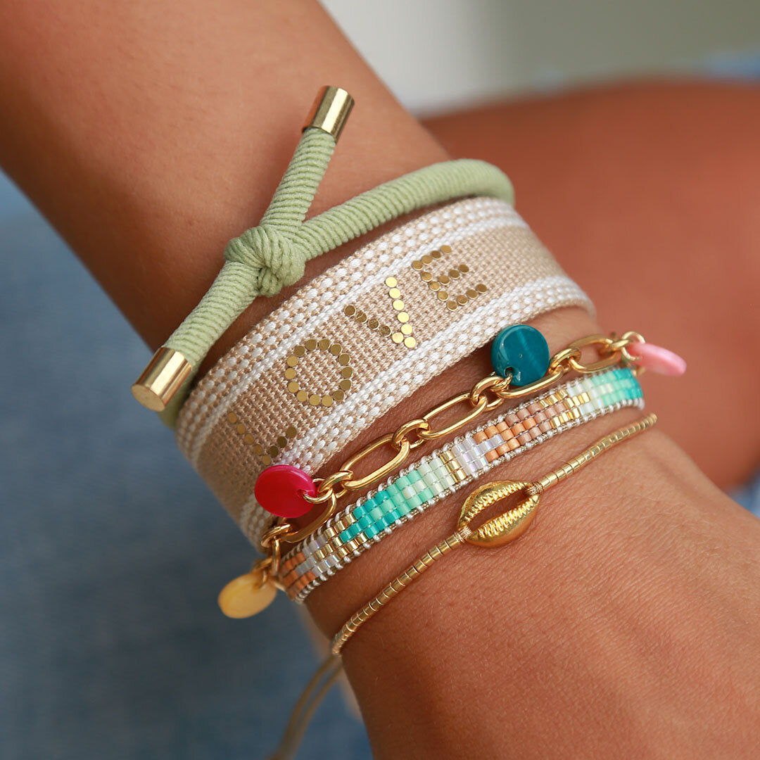 Miyuki bracelet gold shell Love Ibiza