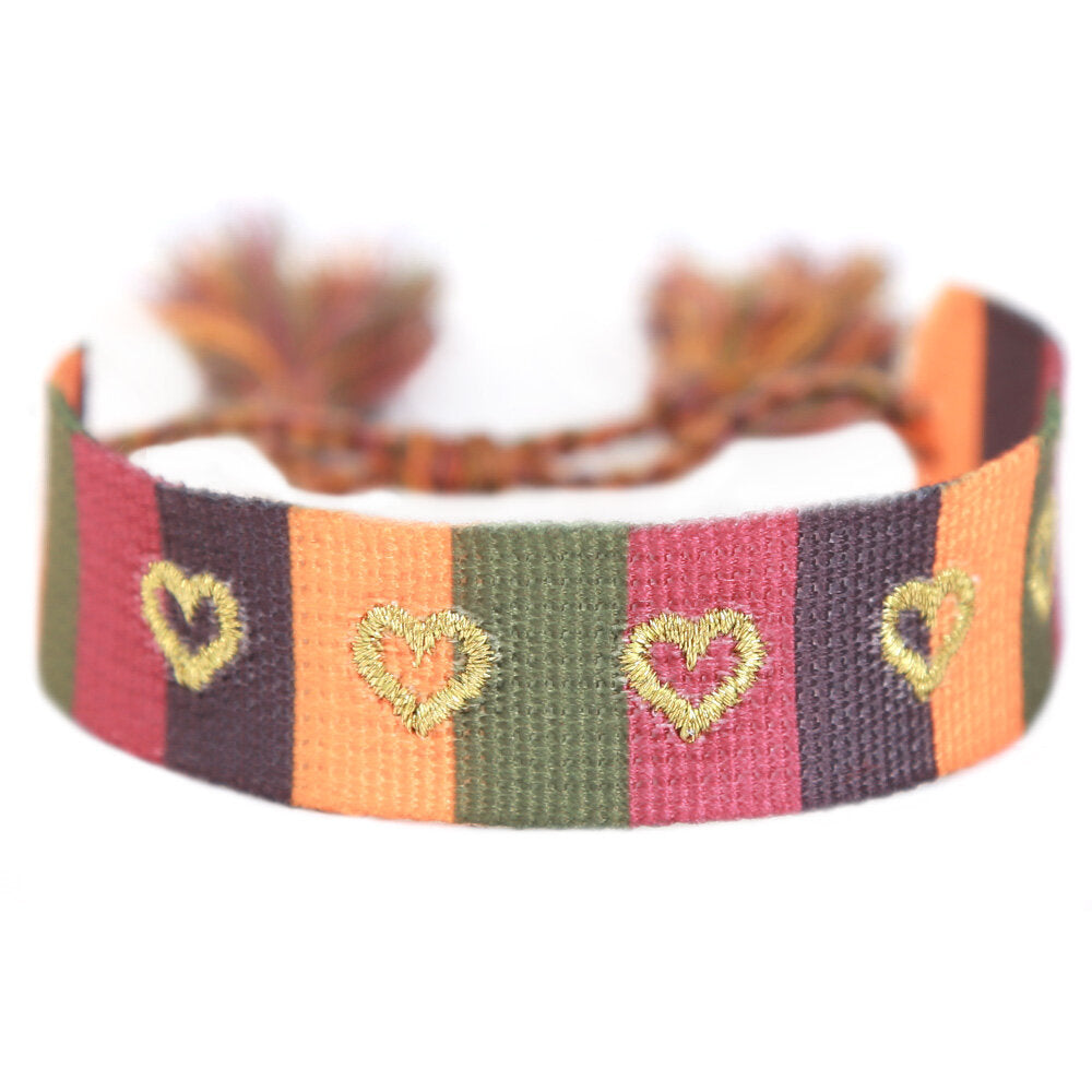 Woven bracelet autumn rainbow hearts