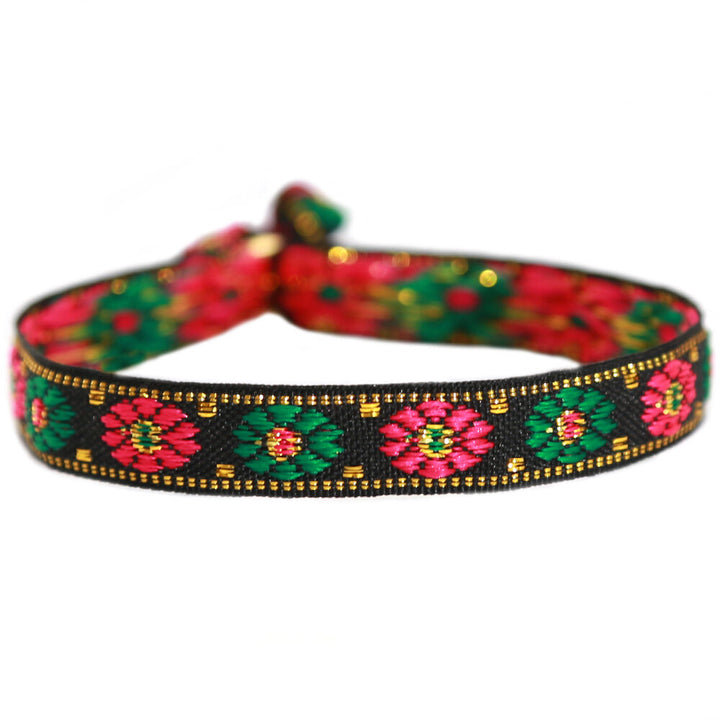 Gewebtes armband flower black