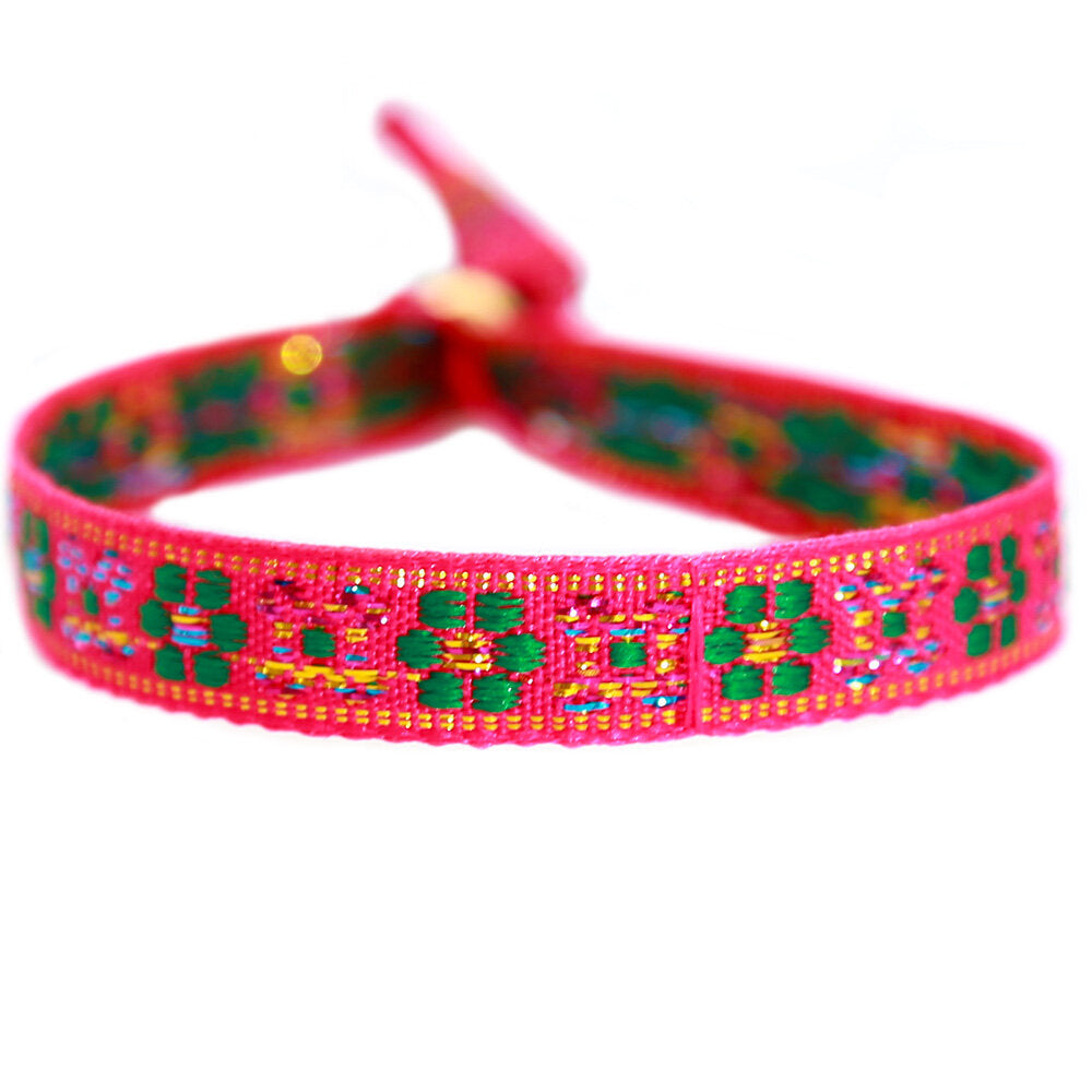Woven bracelet flower pink