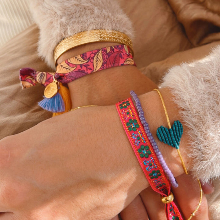 Gewebtes armband flower pink
