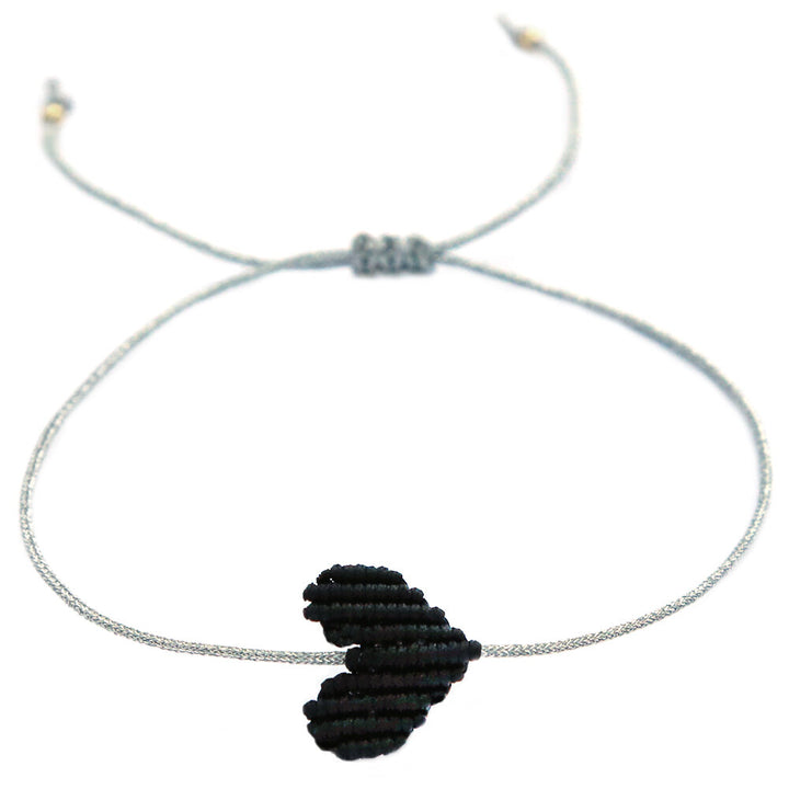 Armband black heart silver