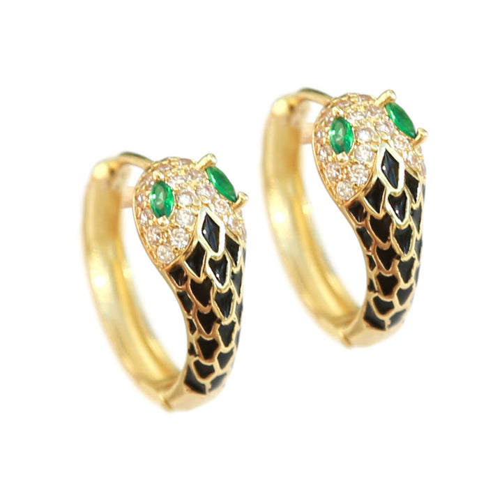 Boucles d'oreilles en or snake strass