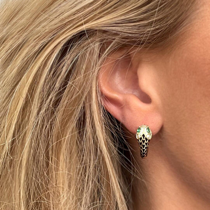 Boucles d'oreilles en or snake strass