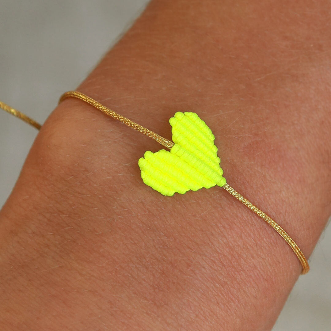 Bracelet neon yellow heart