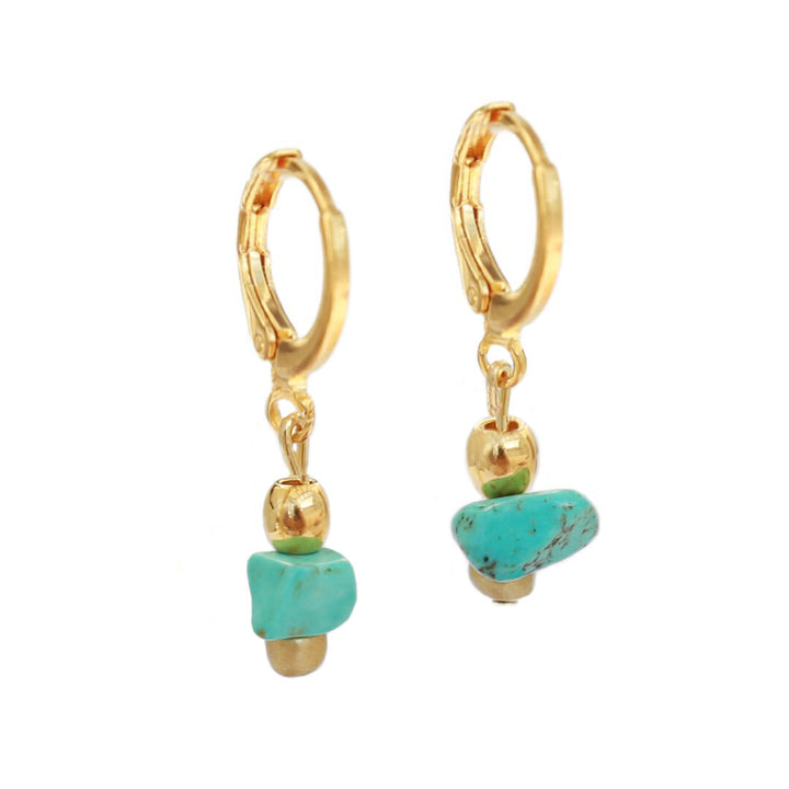 Gouden oorbellen Vedra turquoise